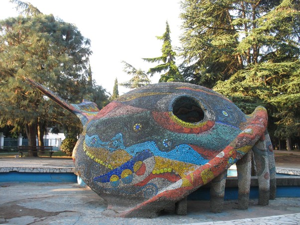 Whale-Fountain in Prymorskiy park. Alushta